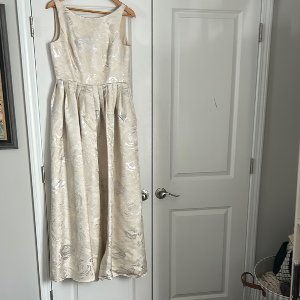 Adrianna Papell Cream and Silver Dress
